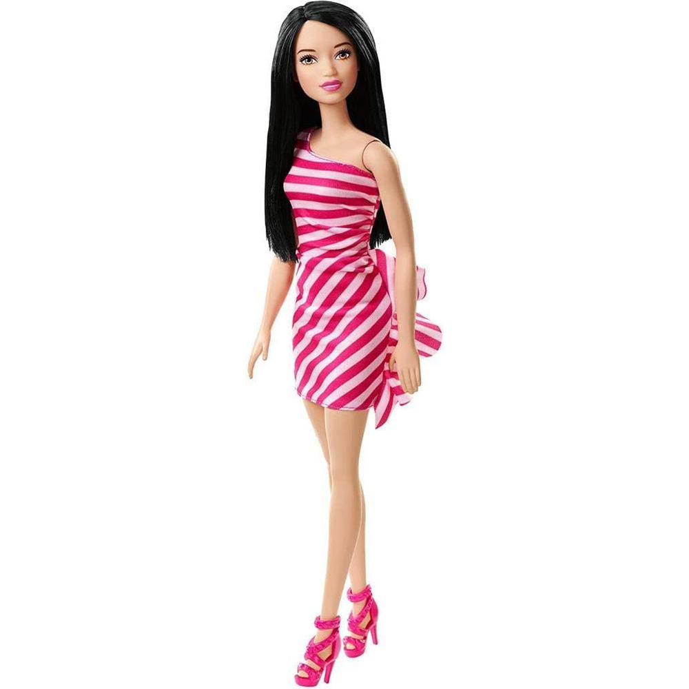 New in Box-Mattel-Barbie Asian Glitz Doll Pink Stripe Ruffle Dress